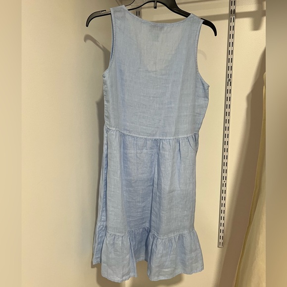 Cynthia Rowley Blue Ruffle Hem Sleeveless 100% Linen Dress Size small - Picture 3 of 4